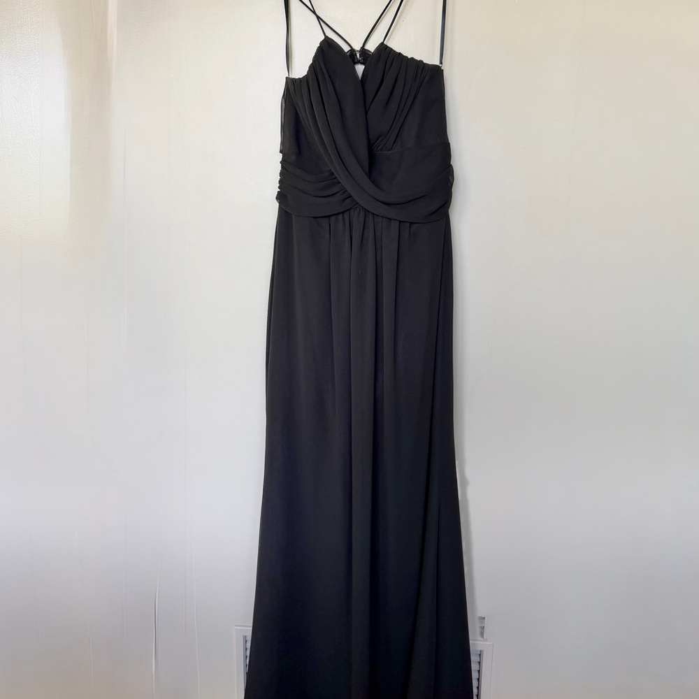 Black Draped Maxi Dress with Spaghetti Straps